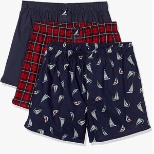 Nautica Men’s Cotton 3PK Woven Boxer Small‎ NWTO